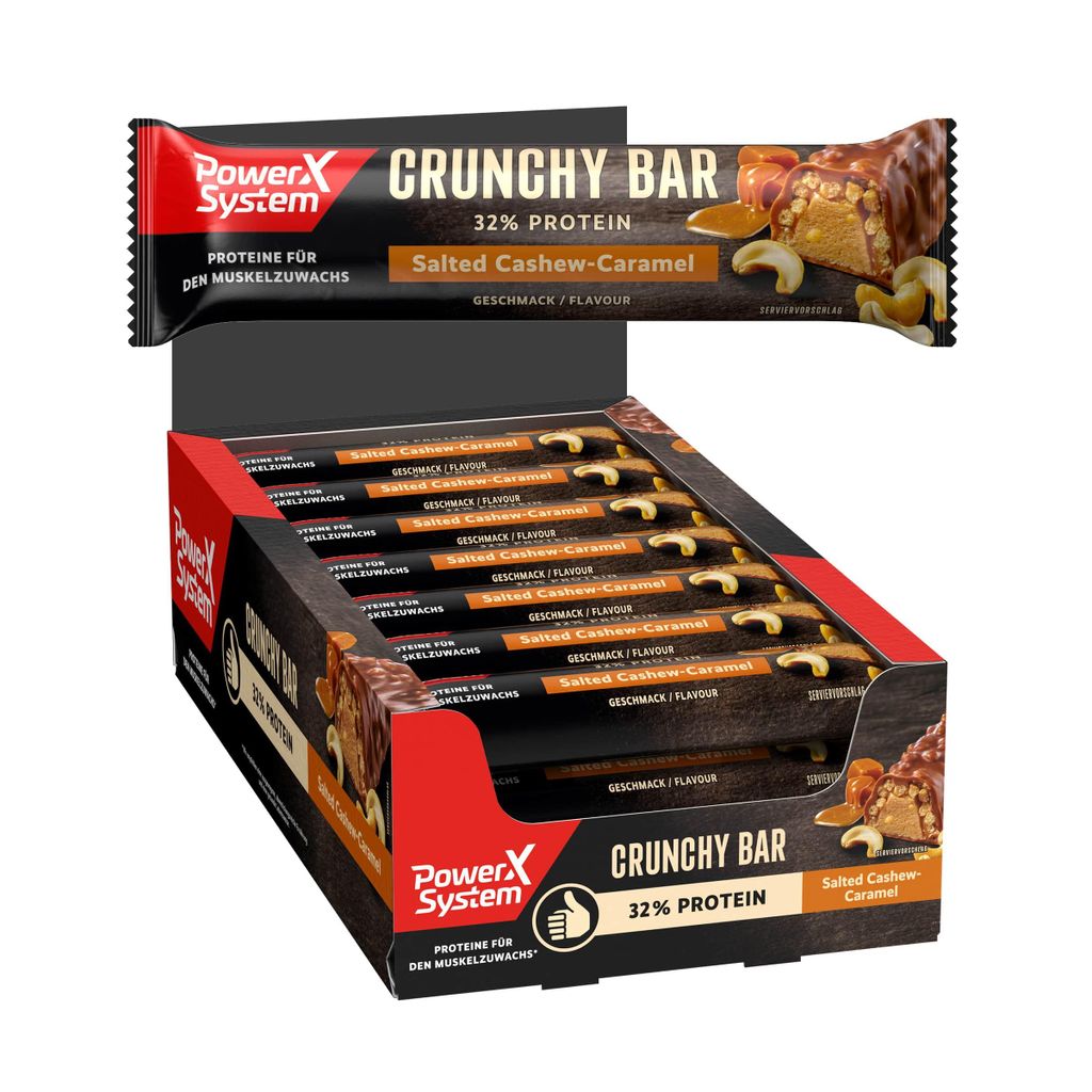 Power System Protein Riegel Crunchy Bar Salted Cashew-Caramel 32% Eiweiß 21 x 45 g