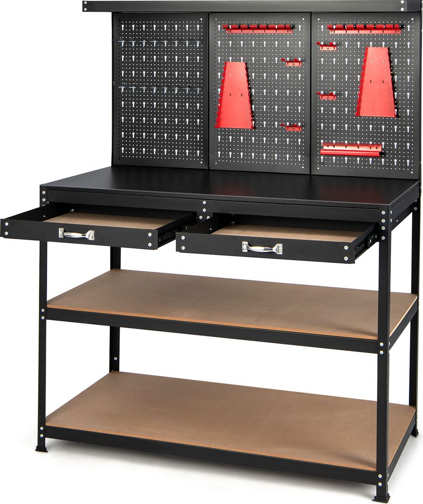 Pracovní stůl COSTWAY s kolíkovou deskou, 121 cm dlouhý Obrázek produktu 