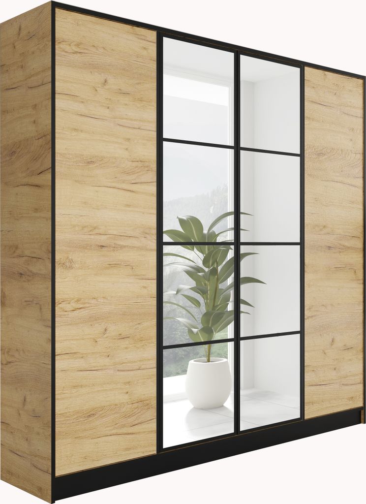 KIER FURNITURE EDEN v1 Kleiderschrank 206,4x205x39cm, 4 Türen, Craft Eiche