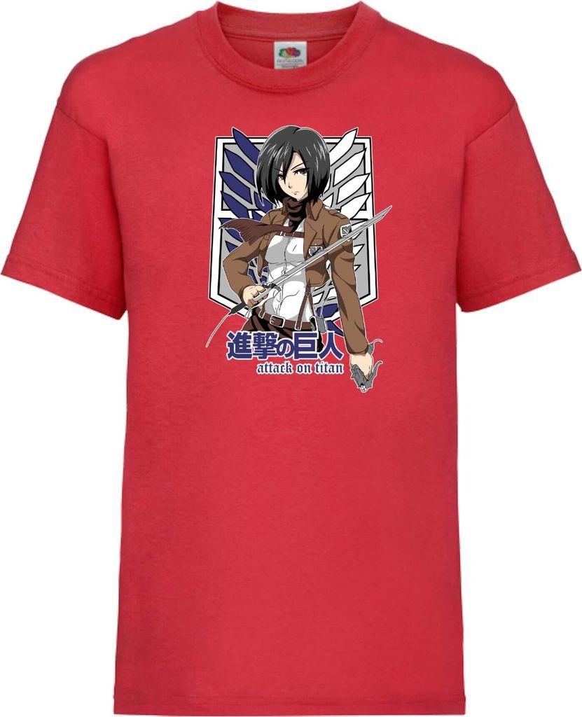 Kinder T-Shirt Attack Anime On Titan Mikasa Ackerman 01 Ackerman Mikasa, 3-4 Jahr - 104 / Rot