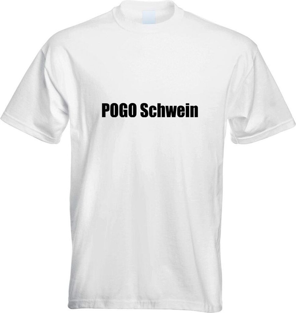 Kiwistar - T-Shirt - Weiss - Pogo Schwein Motiv Bedruckt Funshirt Design Print - mit Motiv Bedruckt - Funshirt Design - Sport - Freizeit - Herren -...