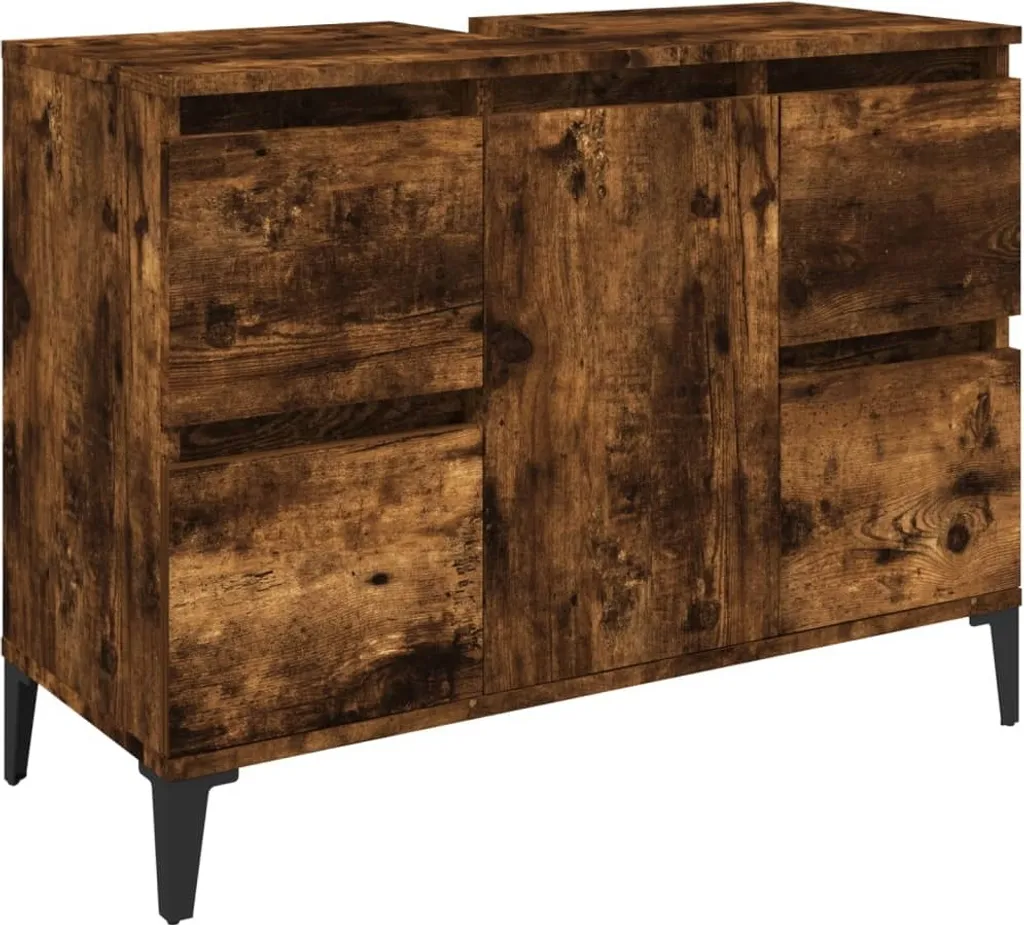 Mobiletto Rovere Fumé 80x33x60 cm - Arredo Bagno Salvaspazio Design