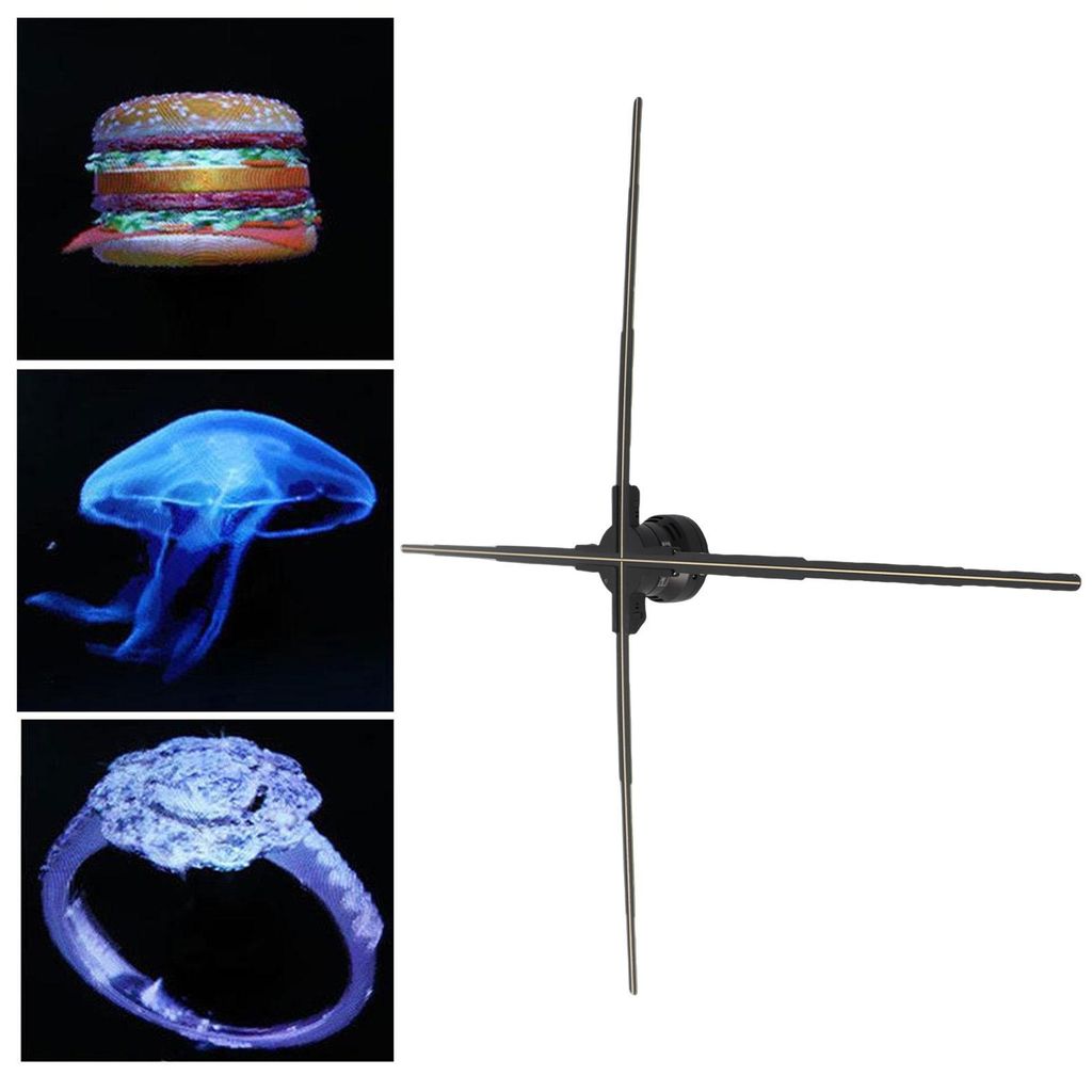 100 cm 3D-Hologramm-Projektionsgerät, 1600 x 1184, 3D-Hologramm-Projektor für das bloße Auge, für Ladenschilder, Bars und Partys, 100–240 V, EU