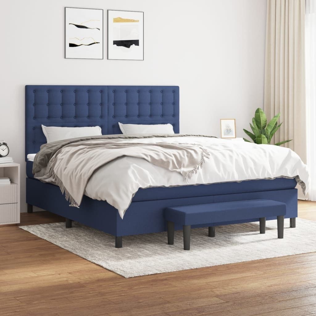 Maison Exclusive - Boxspringbett mit Matratze Blau 180x200 cm Stoff