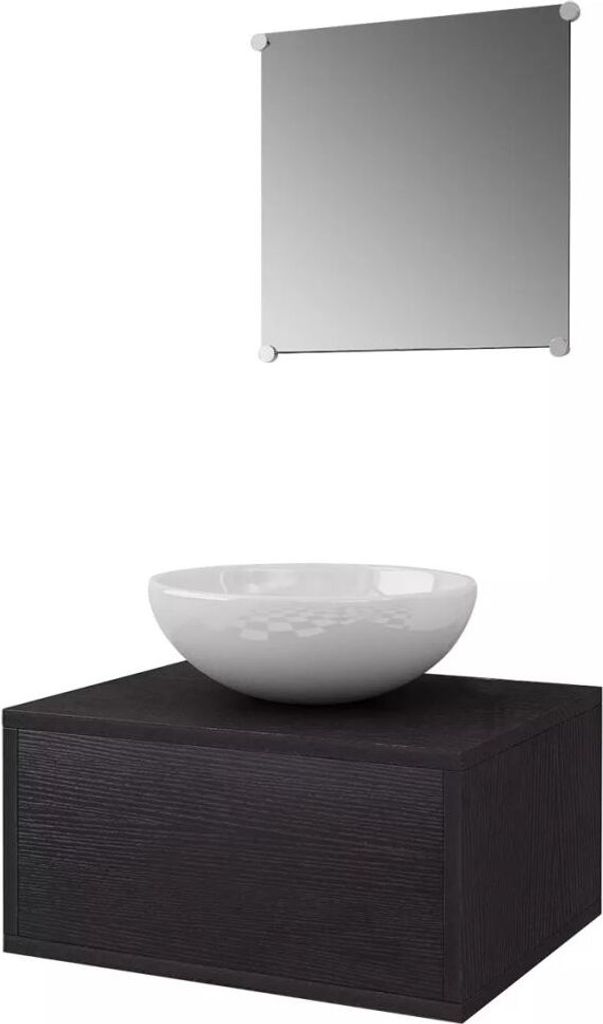 vidaXL 3-tlg. Badmöbel-Set mit Waschbecken Schwarz Produktbild 