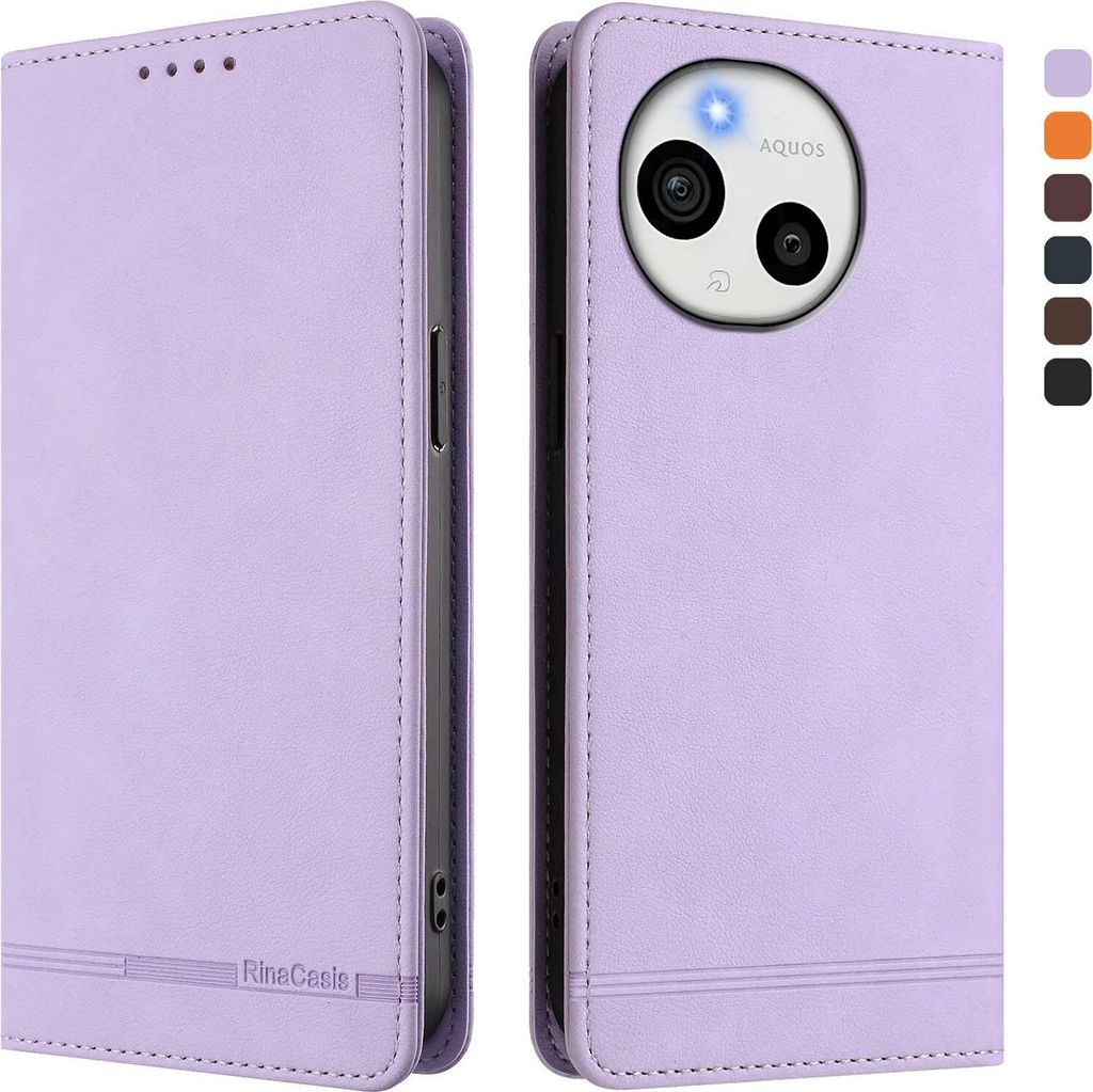 Hülle für Sharp Aquos Sense9, Retro Kunstleder Ständer Klapphülle mit Kartenfächer und Magnetische Violett
