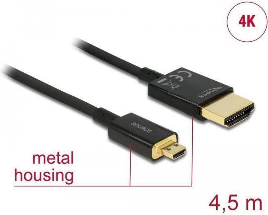 DELOCK HDMI Kabel Ethernet A ->micro D St/St 4.50m 3D 4K