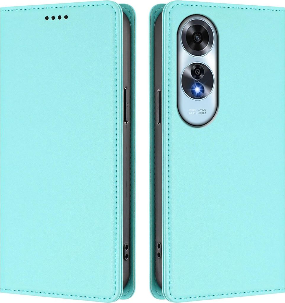 Handyhülle für Oppo A60 4G, Kunstleder Klapphülle Stoßfeste Magnetische Hülle mit Ständer Türkis