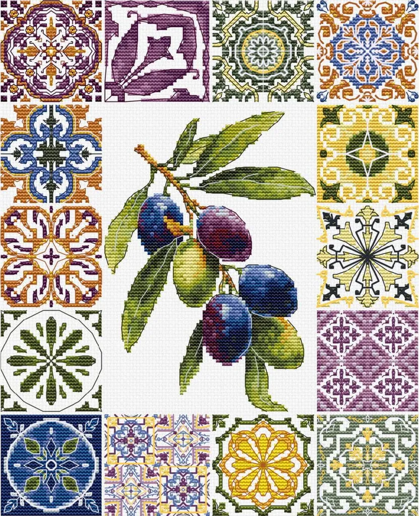 Broderie point de croix compté olives de la Méditerranée Luca-S kit