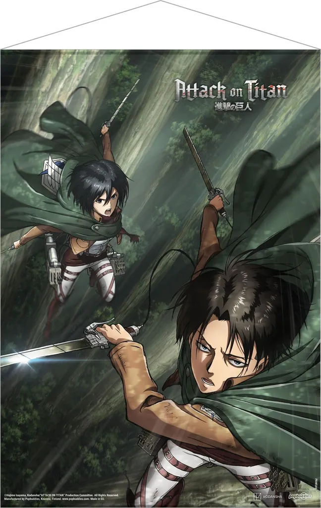 Décoration Murale Manga Mikasa et Levi - Poster Suspendu SNK 50x70 cm