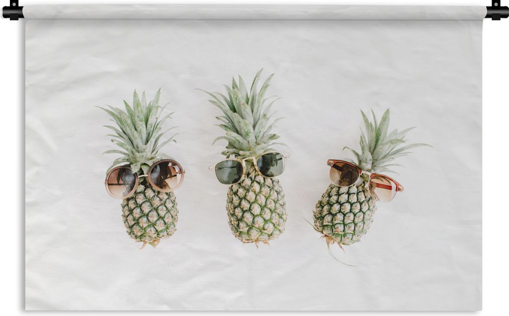 MuchoWow Wandteppich Wandbehang Ananas - Tropisch - Sonnenbrille 150x100 cm Tapisserie Dekoration Wandtuch - Waschbar - Tapisserien - Wand-Decke