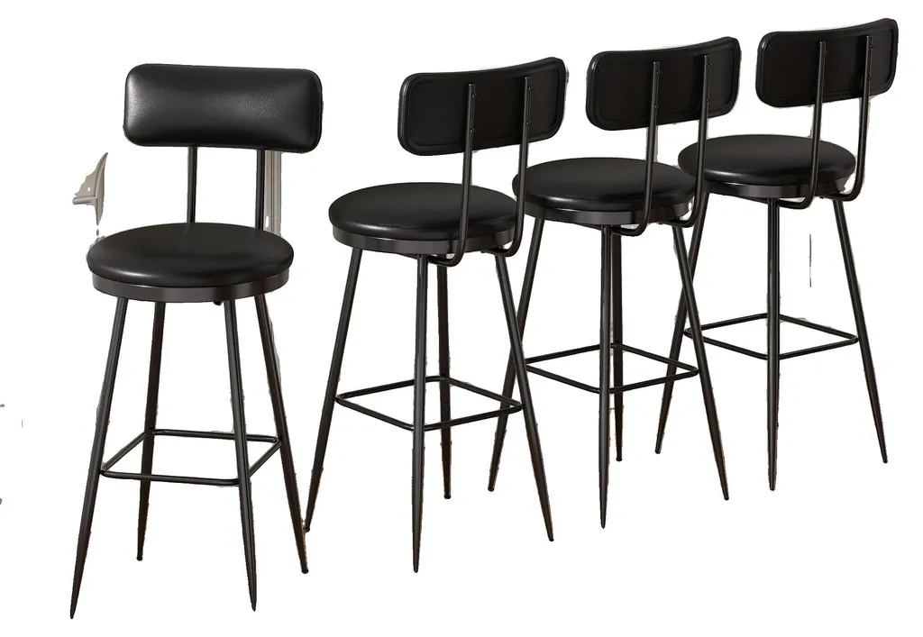 Tabouret de bar noir pour îlot de cuisine, confort similicuir et style