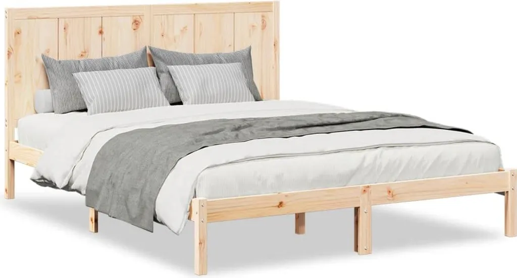 Lit bois massif 140x210 cm fini les pieds qui dépassent cadre robuste