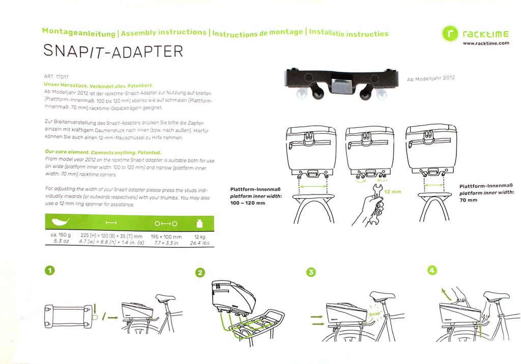 Racktime 17017 Systémový adaptér Snapit s rozstupom otvorov Obrázok produktu 6