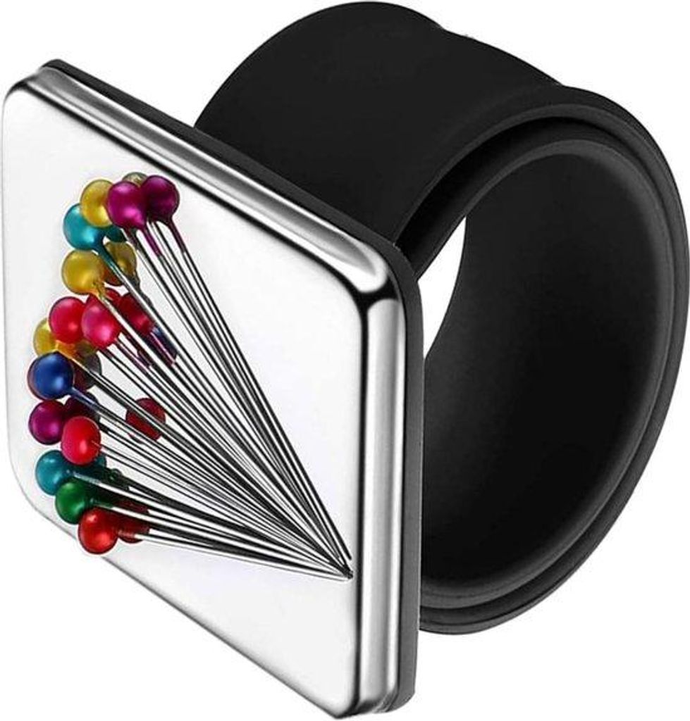 Magnetische Naaienhalterung - Magnetischer Nadelhalter - Magnetischer Knopf für Nadeln - Stickerei-Set schwarz