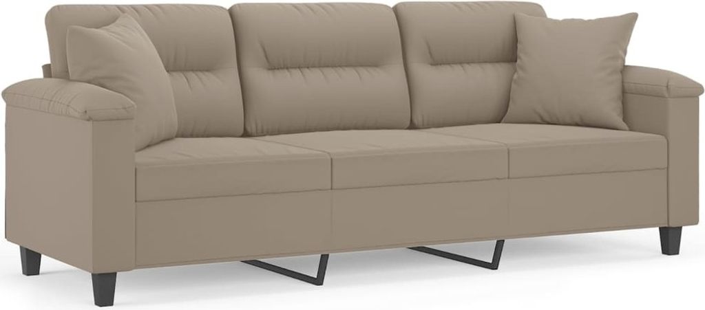 3-Sitzer-Sofa mit Kissen Taupe 180 cm Mikrofasergewebe