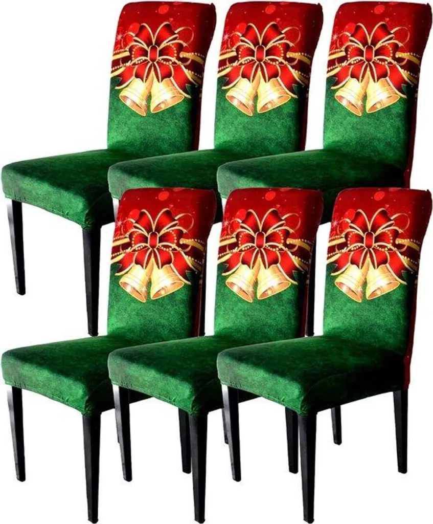 Housse de chaise Noël amovible lot de 6 pièces pour décoration de cuisine