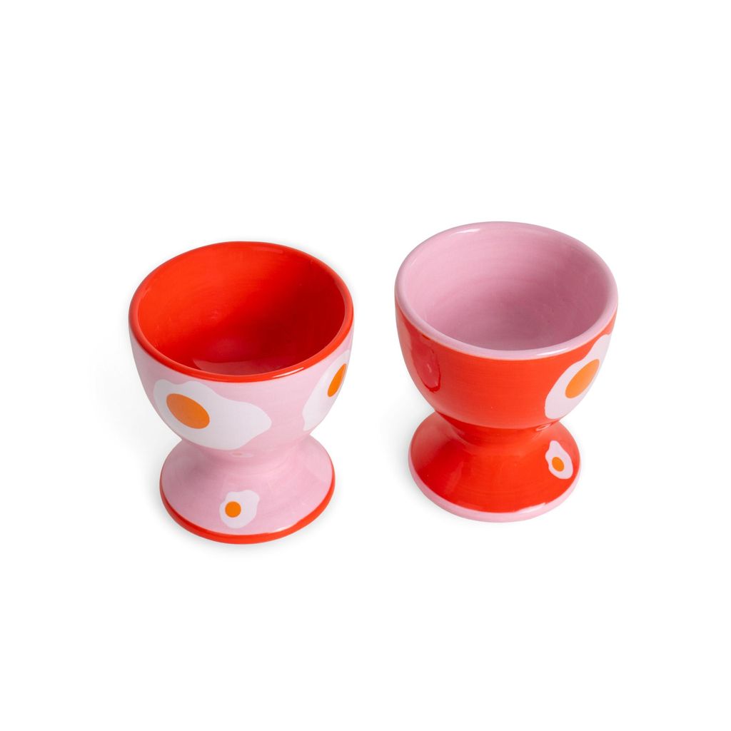 Eierbecher Spiegelei rot 2er-Set Helio Ferretti Keramik Eierhalter ca. 5,2x5,5 cm