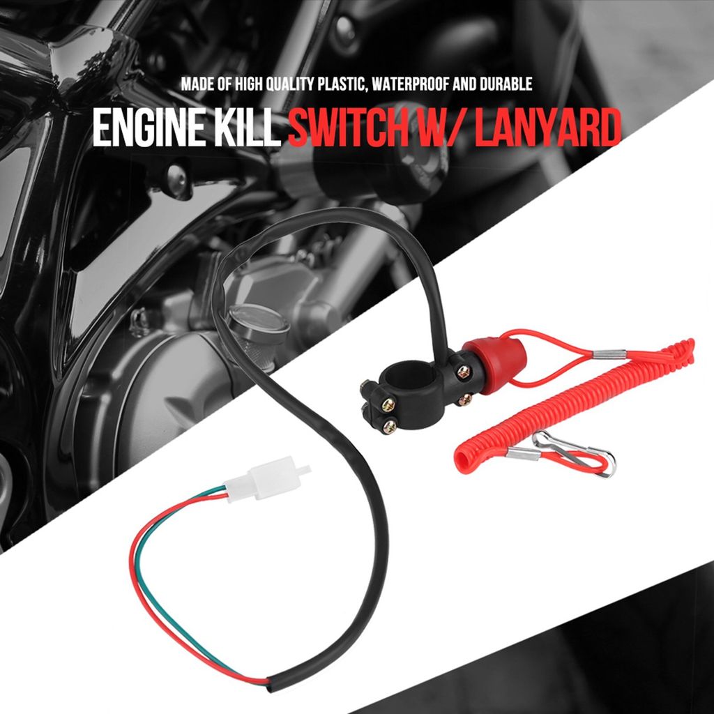 22mm 7/8" Motorrad Boot Außenbordmotor Motor Kill Stop Schalter W / Tether Lanyard Cord