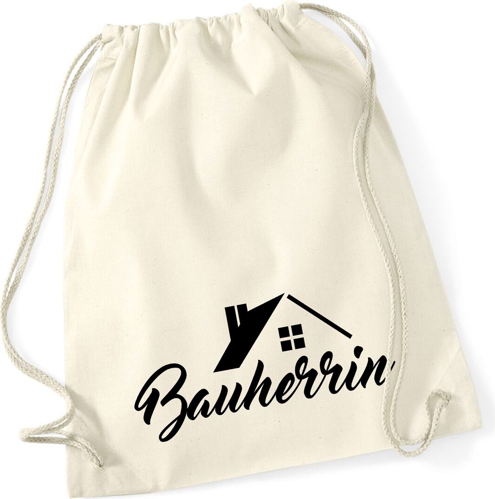 Huuraa Turnbeutel Bauherrin 12 Liter Natural Baumwolle Rucksack Geschenkidee