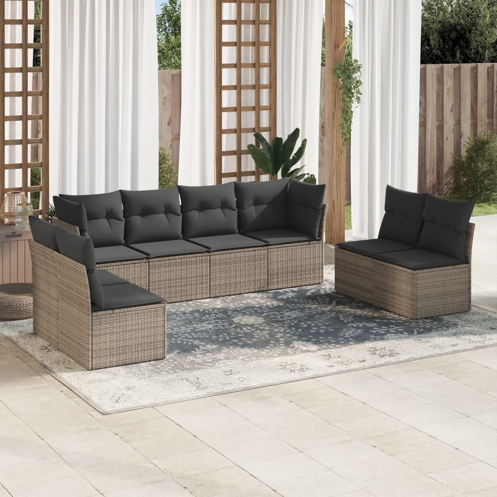 Maison Exclusive - 8-tlg. Garten-Sofagarnitur mit Kissen Grau Poly Rattan