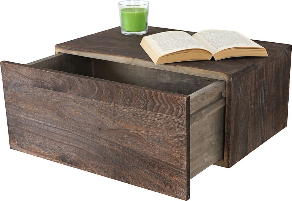 Wandregal HWC-C55, Schubladen-Regal, Shabby-Look Vintage, 21x46x30cm braun