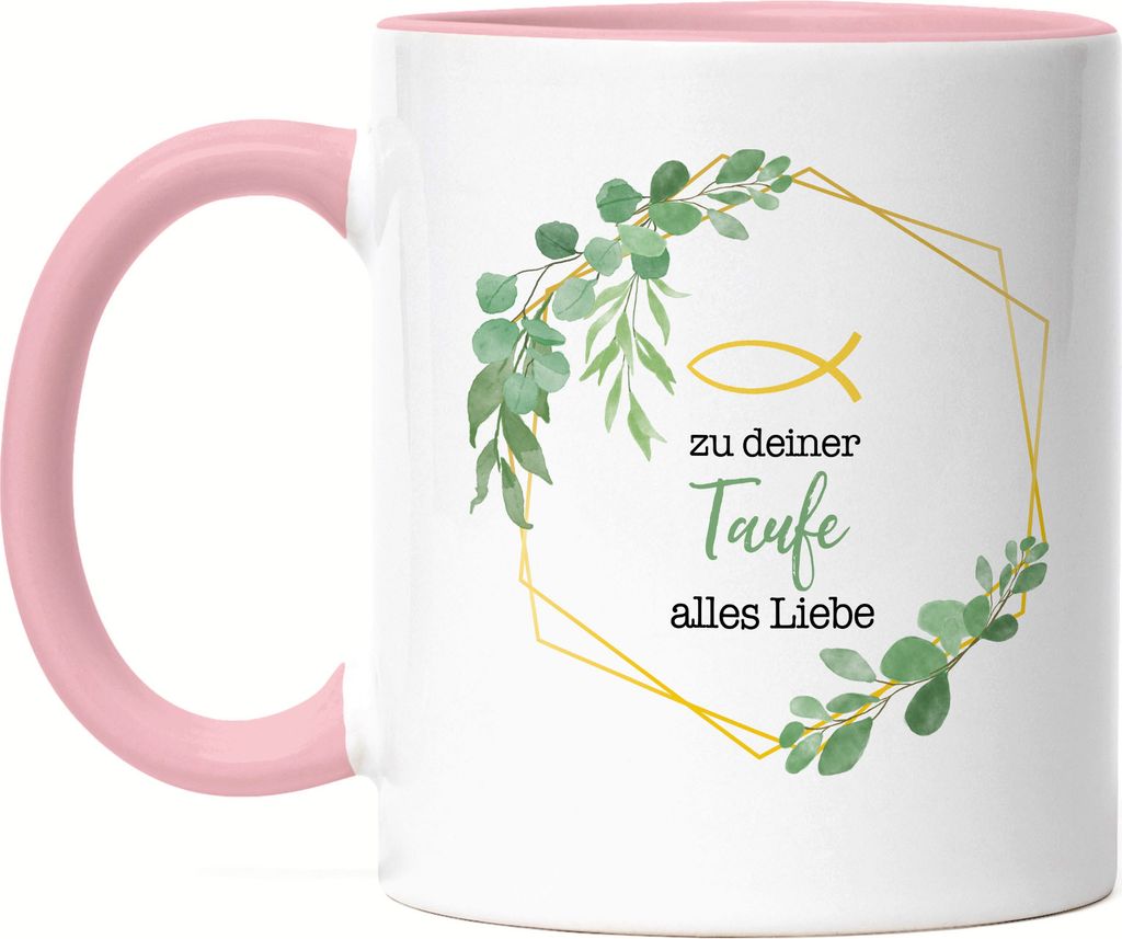 Zu deiner Taufe alles Liebe Tasse Rosa Taufgeschenk Mädchen Patenkind Kirche