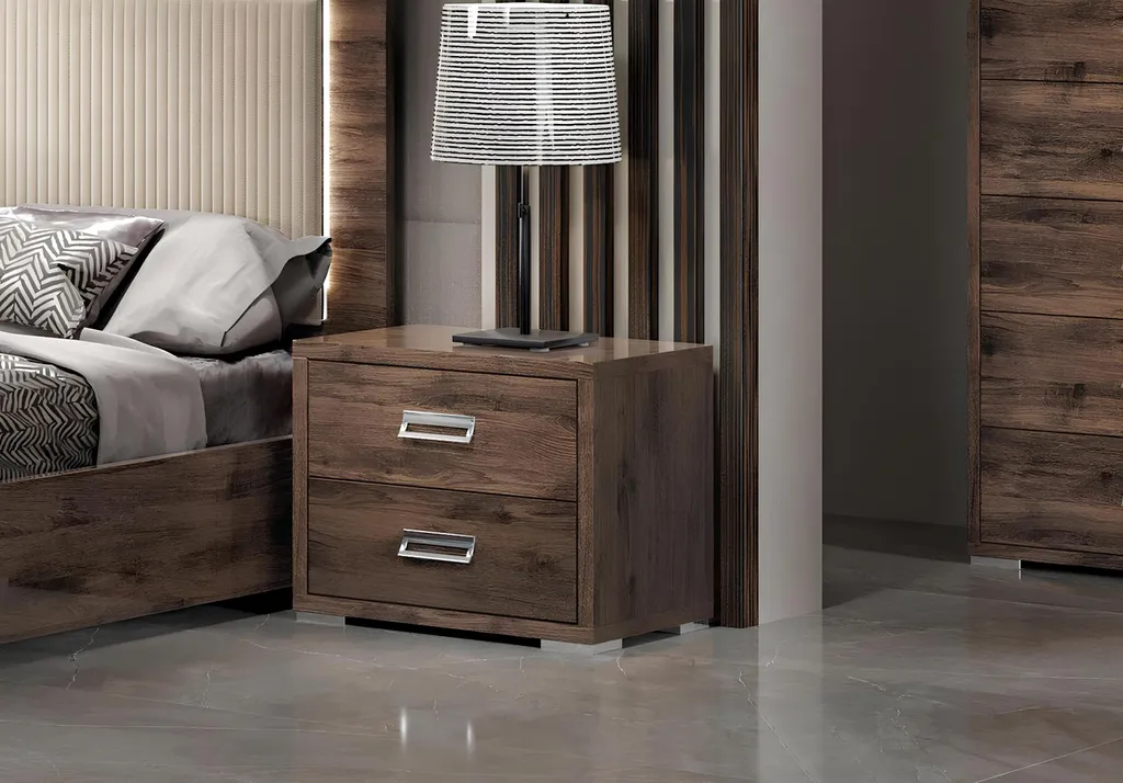 Armoire de chambre et table de chevet console style contemporain - Série Horizon