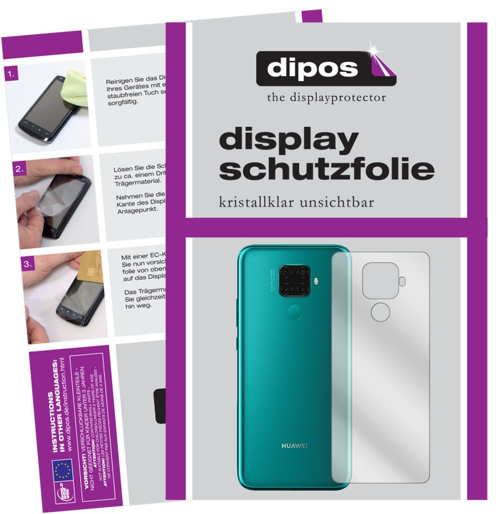 1x Schutzfolie für Huawei nova 5z Rückseite klar Displayschutzfolie Folie Display Schutz dipos