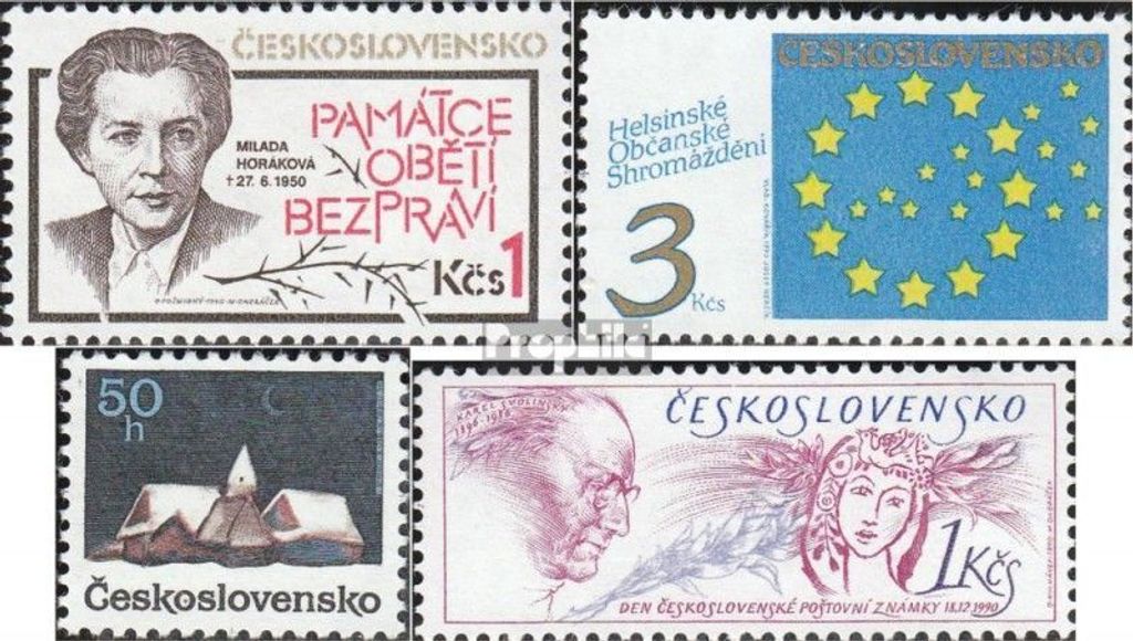 Briefmarken Tschechoslowakei 1990 Mi 3054,3067,3068,3073 (kompl.Ausg.) postfrisch Rechtlosigkeit