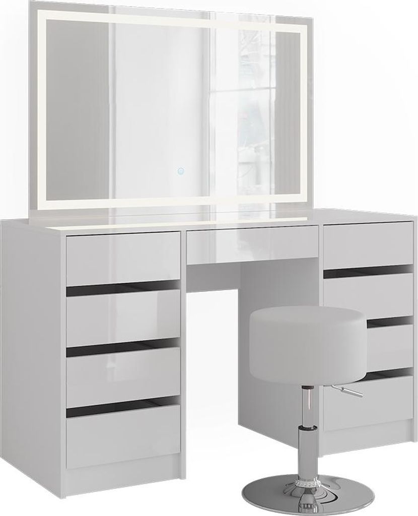 Schminktisch Vicco Sherry Weiß/Weiß Hochglanz 128.2 cm mit Produktbild 