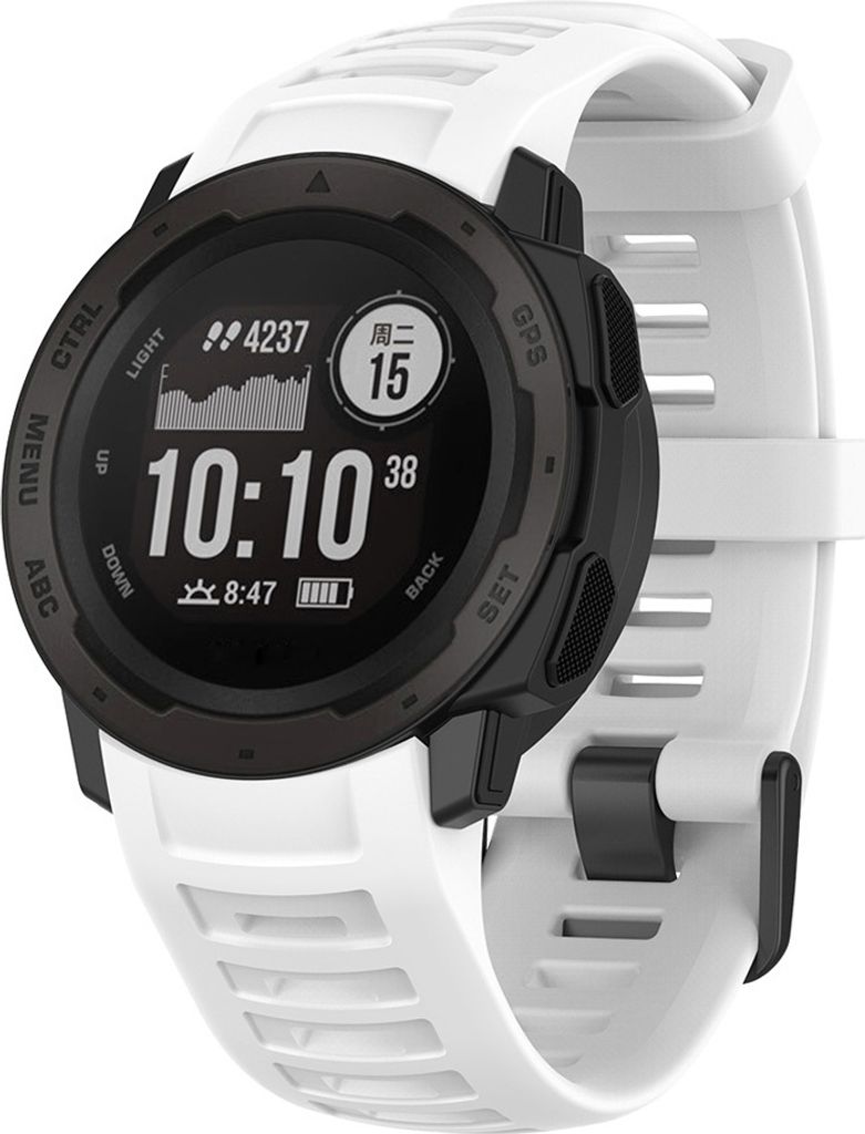 Strap-it Silikon-Smartwatch-Armband – passend für Garmin Instinct 1 / Garmin Instinct 2 – weiß