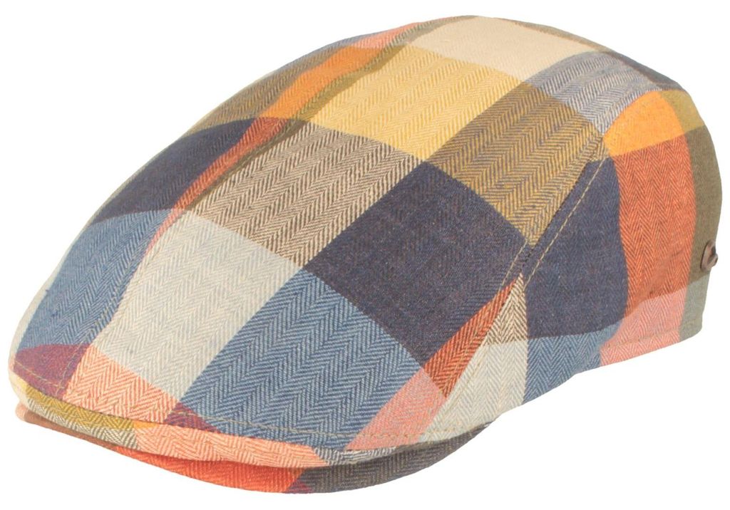 Göttmann karierte Patchwork Schiebermütze aus Leinen, grün, Gr. 3XL