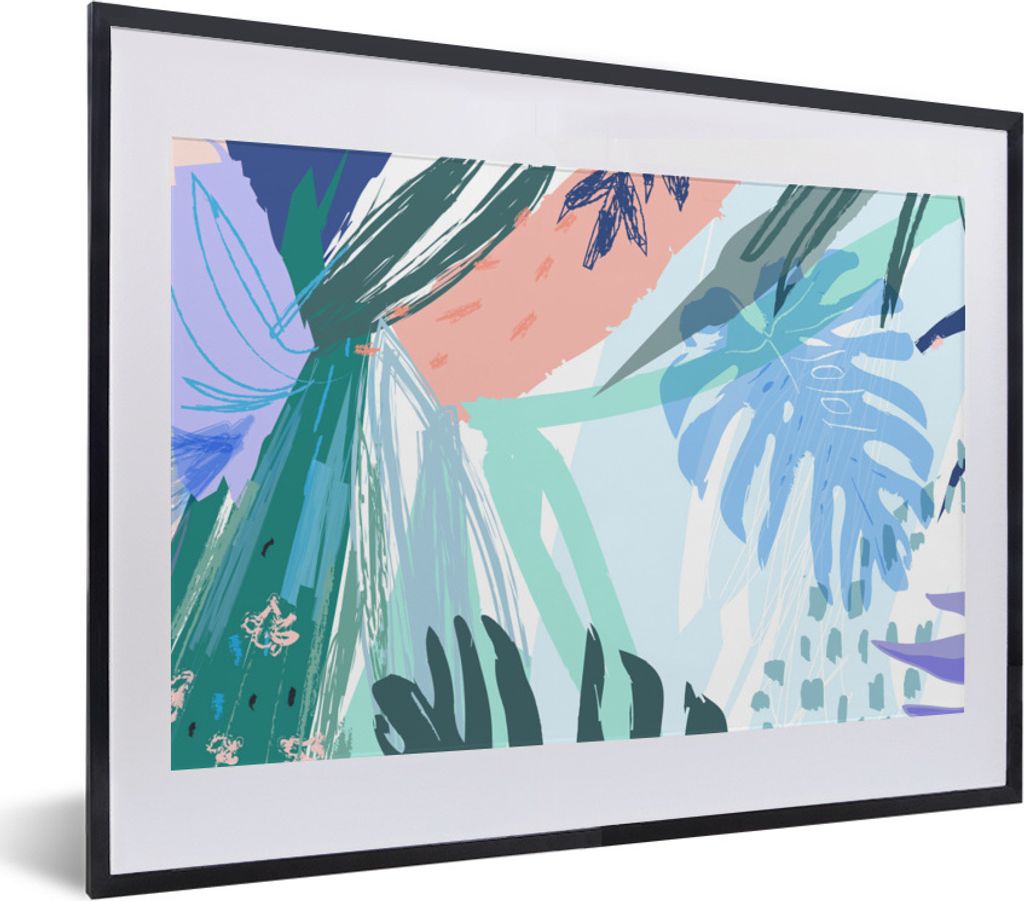 MuchoWow Gerahmtes Poster Sommer - Pflanze - Tropisch 40x30 cm - Poster mit Schwarzem Bilderrahmen Wandposter Rahmen Foto Bilder - Bilderrahmen -...