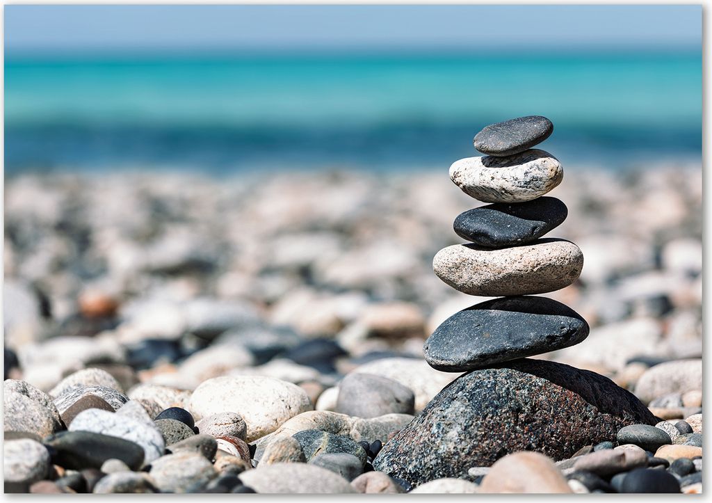 Tulup Glas-Bild - 100 x 70 - Wandbild aus Glas - Wandkunst - Wandbild hinter gehärtetem Sicherheitsglas - Landschaften - Haufen Steine - Mehrfarbig