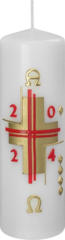 Osterkerze 185 x Ø 60 mm mit aktueller Jahreszahl 2025