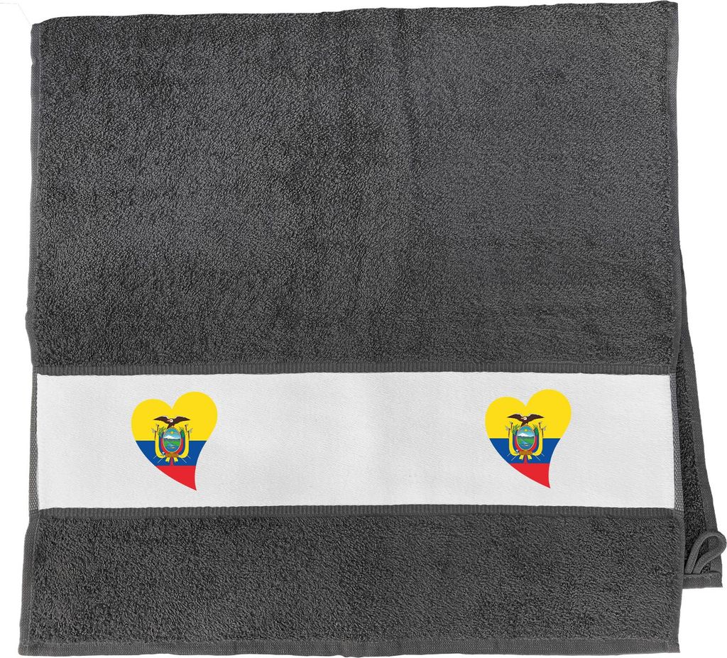 Huuraa Handtuch Ecuador Flagge Herz 50x100cm Graphite Baumwolle Handtuch Geschenkidee