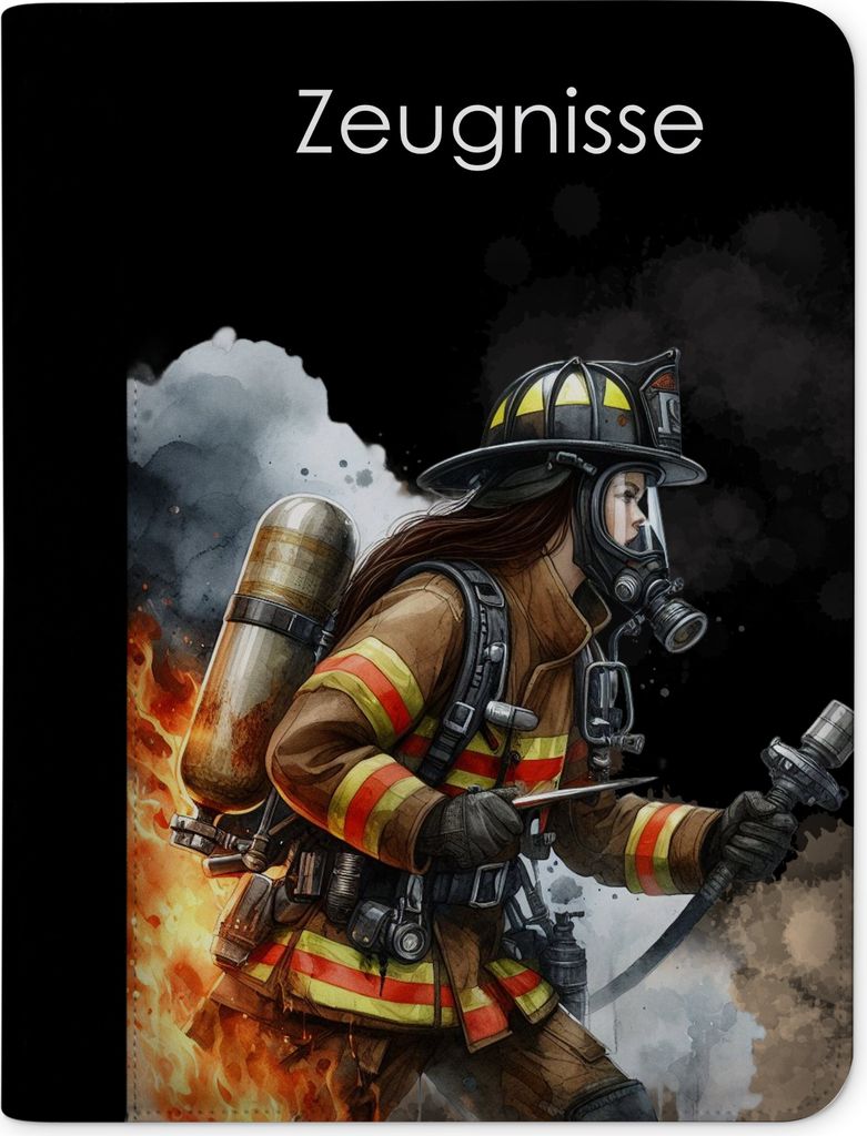 Kinder Zeugnismappe, Zeugnis Ordner A4, Feuerwehr Mädchen