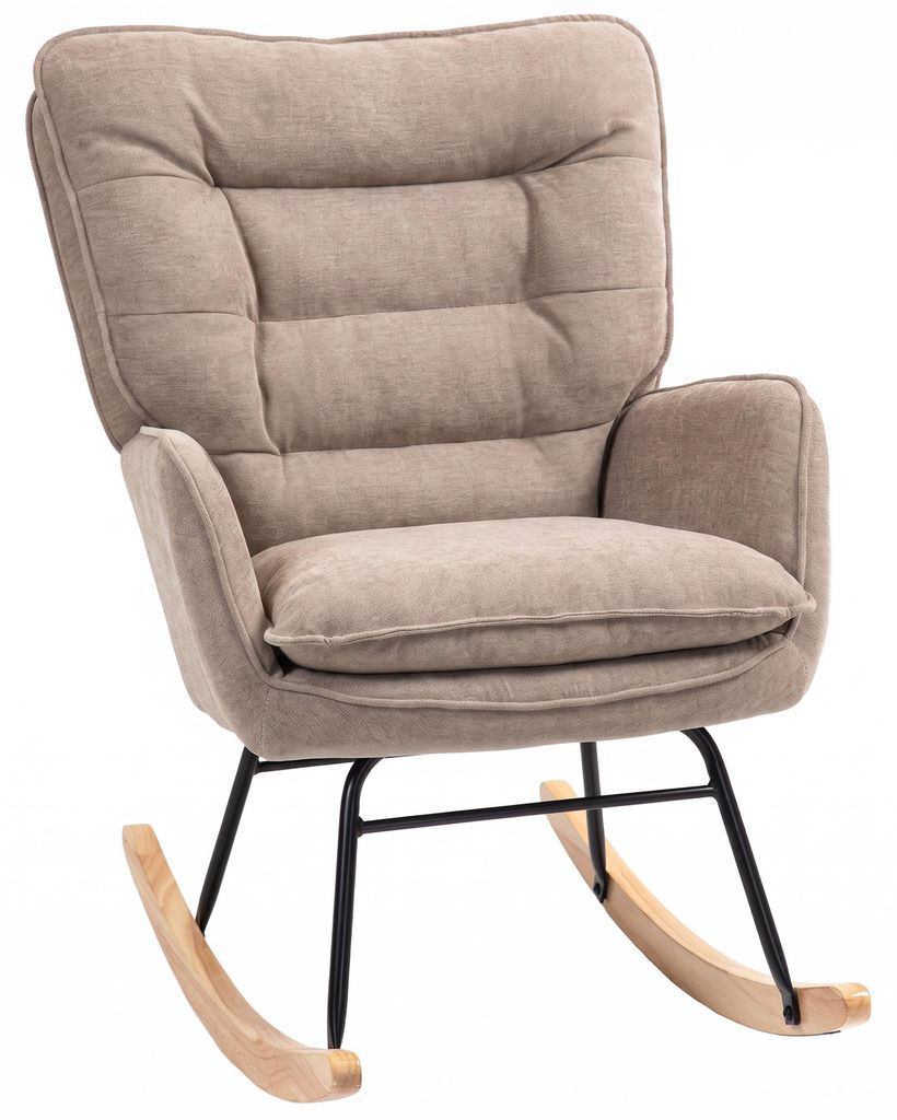 HOMCOM Schaukelstuhl Schwingsessel mit Chenilleoptik für Produktbild 