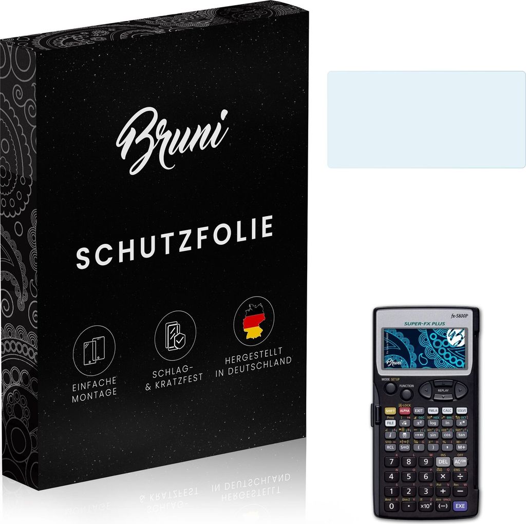 Bruni Basics-Clear 2x Schutzfolie kompatibel mit Casio FX-5800P Folie