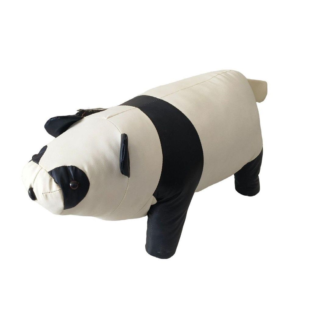 CasaDolce Kinderpouf PANDA, weiß & schwarz, 32,5x66,5x32,5 cm, Kunstlederpolsterung, Holzrahmen