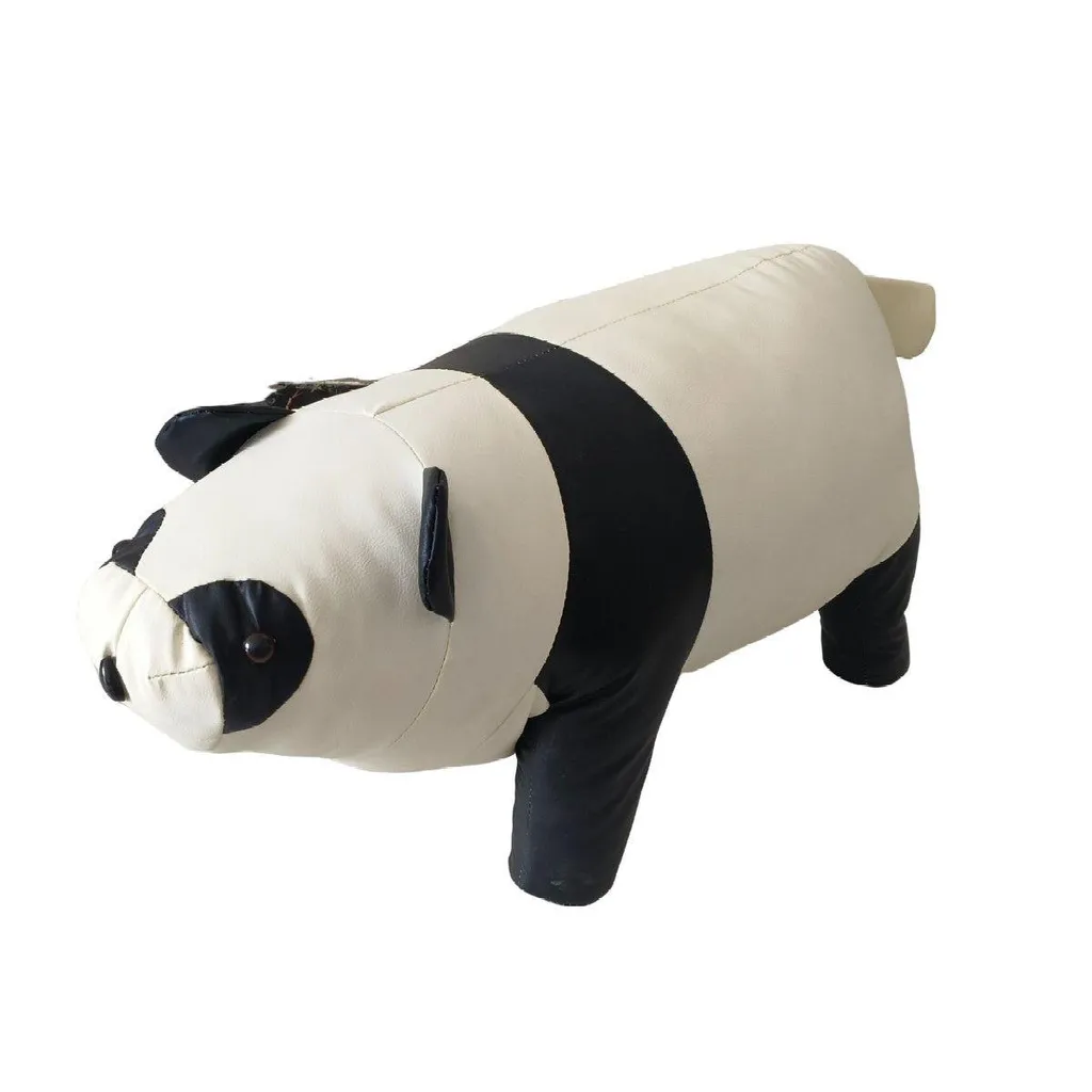 Pouf Panda CasaDolce en Similicuir avec Cadre Bois - Confort Enfant
