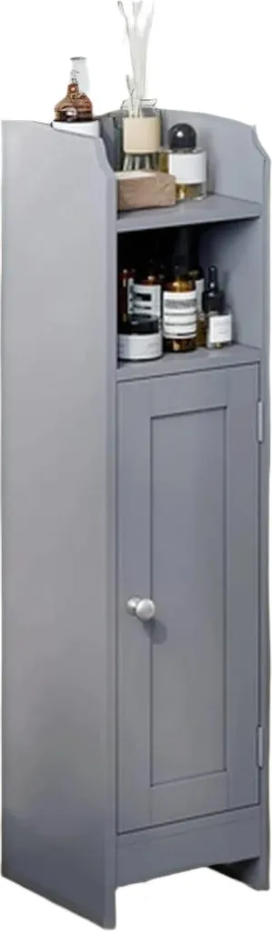 Colonne de Rangement Salle de Bain Gain de Place en MDF Gris Rootz