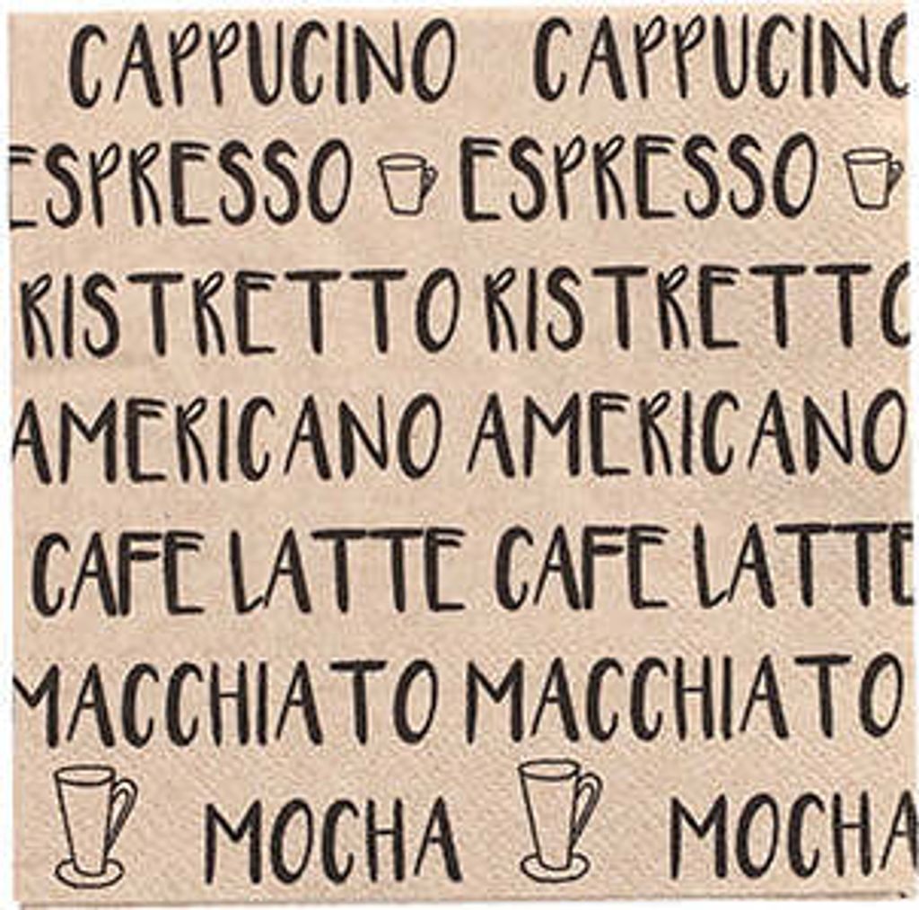 Servietten, 3-lagig 1/4-Falz 25 cm x 25 cm natur "Coffee Specialities" aus recyceltem Papier