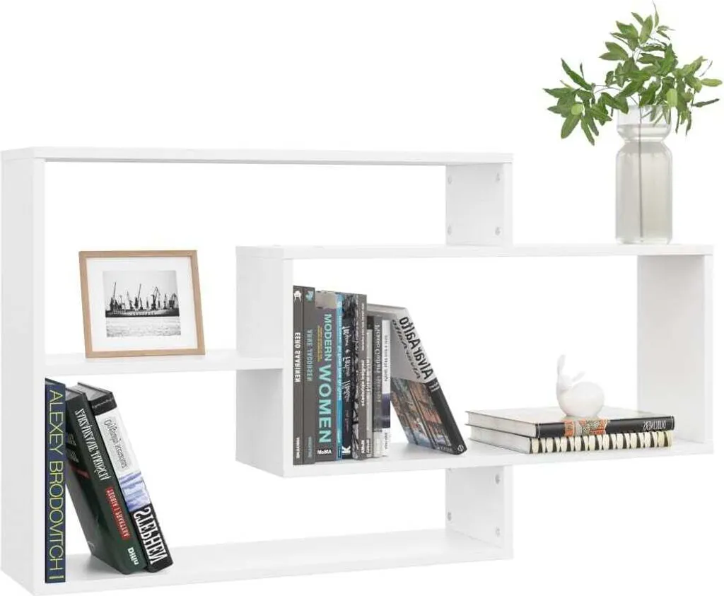 Étagère Murale Blanche à Compartiments 104 cm en Bois Composite Premium - 3