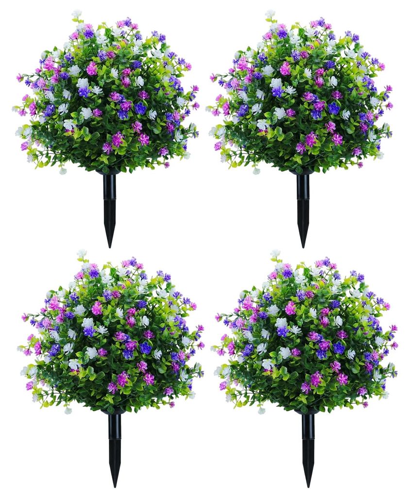 1/2/4 Stück künstliche Topfbäume mit Erdspieß, UV-beständige künstliche Kamelien-Topiary, künstliche Sträucher und Büsche für drinnen, dr...