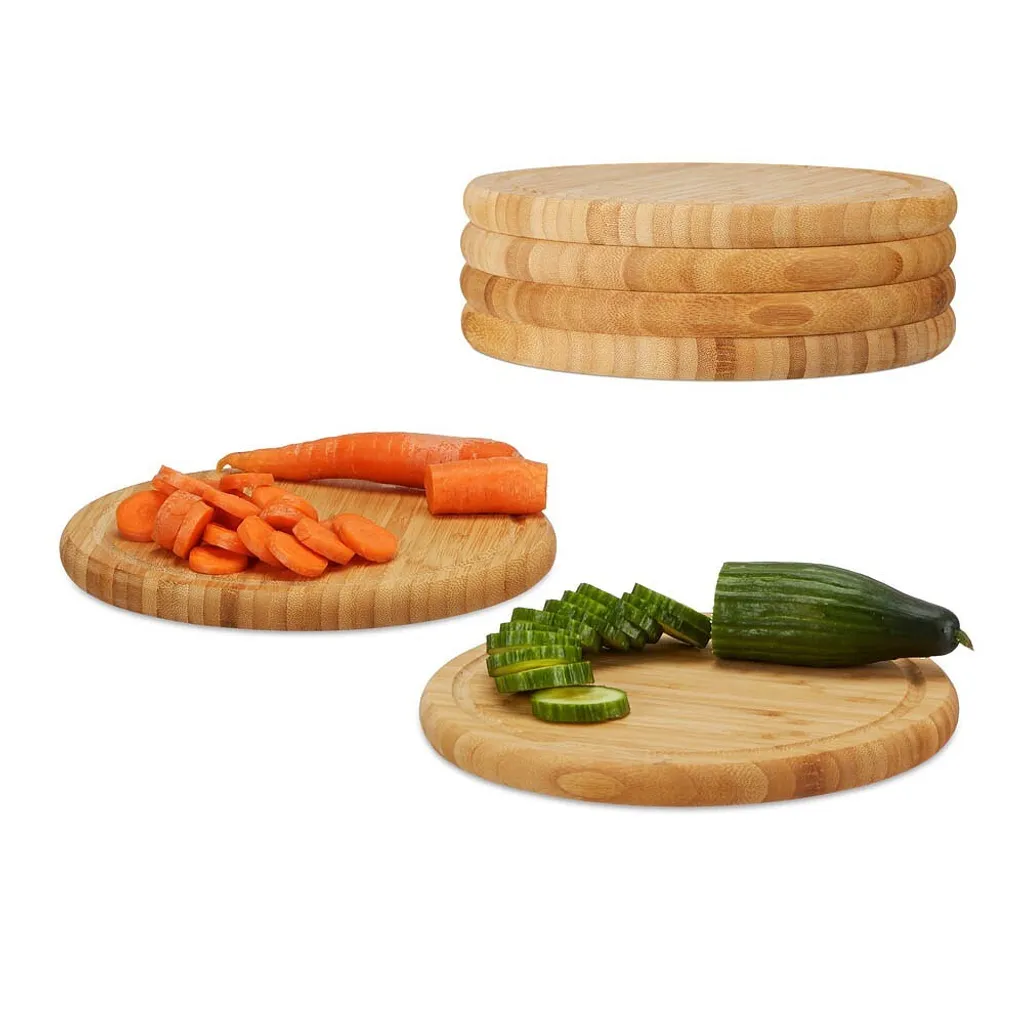 Relaxdays 10022152_307 Set 6 Taglieri Colazione in Bambù Naturale 25cm