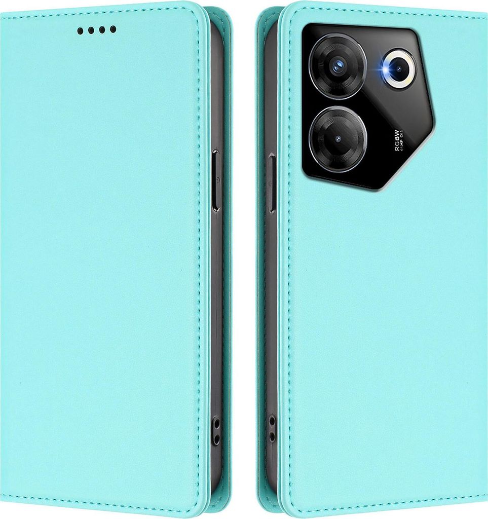 Handyhülle für Tecno Camon 20 Pro 5G, Kunstleder Klapphülle Stoßfeste Magnetische Hülle mit Ständer Türkis