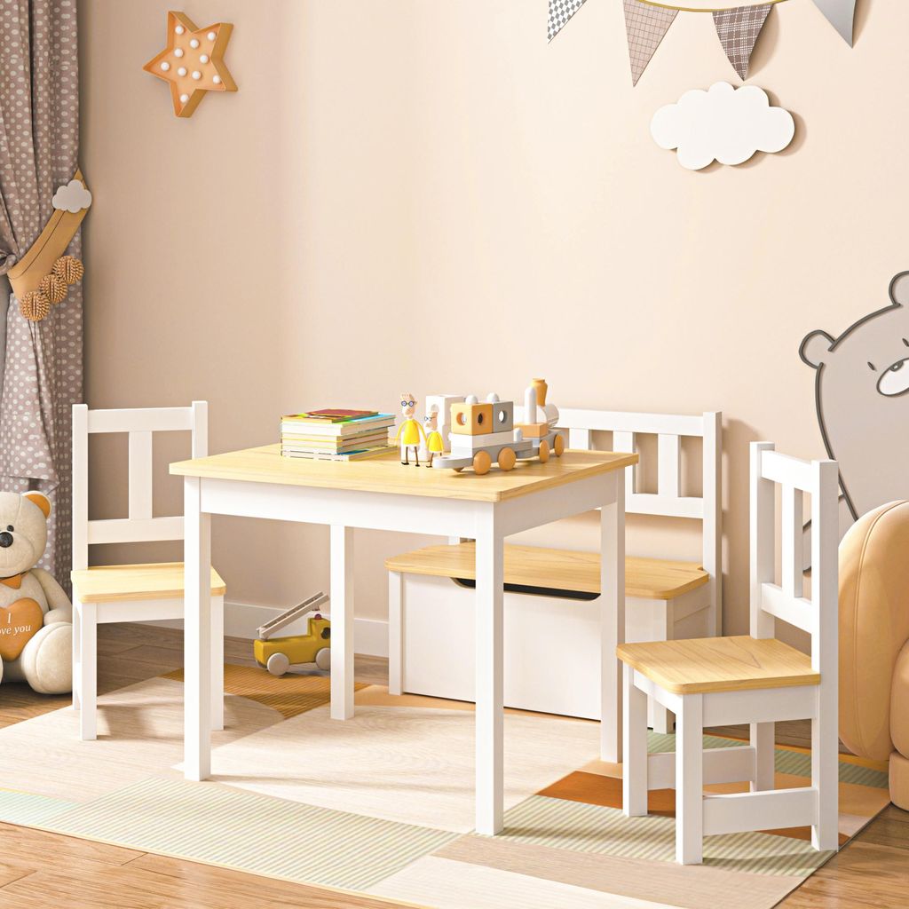Set da tavolo per bambini Lousame con panca pieghevole e 2 Immagine del prodotto 
