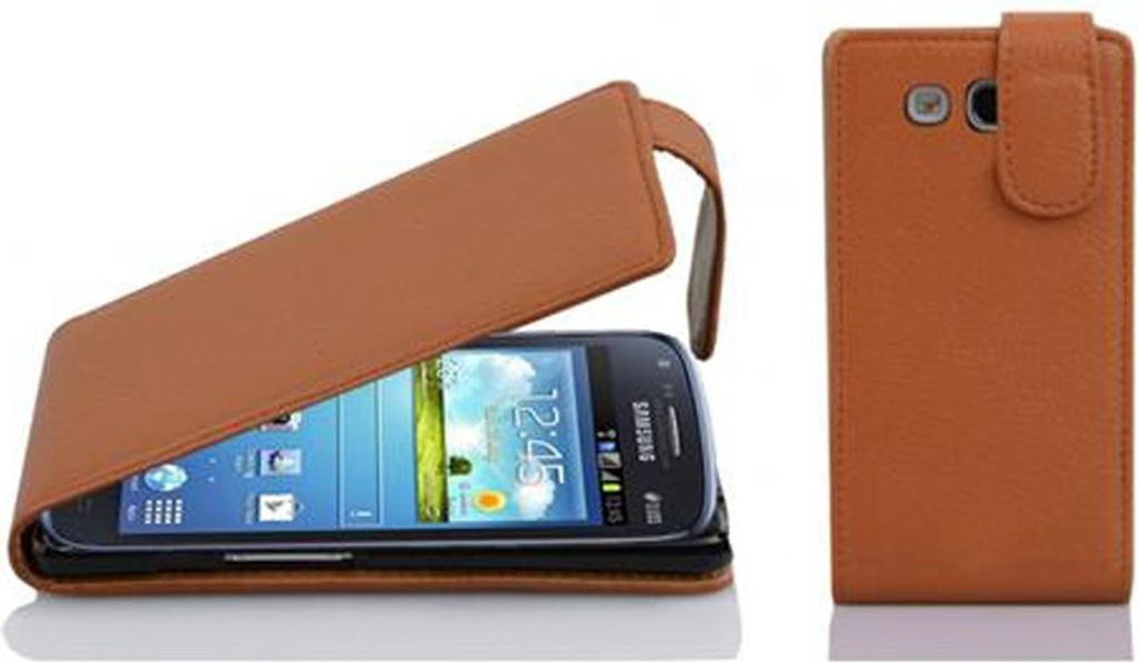 Cadorabo Schutzhülle für Samsung Galaxy CORE / CORE DUOS Hülle in Braun Flip Etui Handyhülle Case Cover Kunstleder
